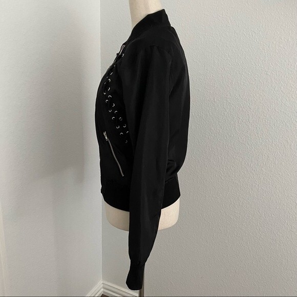 Rue 21 Motorcycle Bomber Biker Style Jacket Criss Cross Streetwear Trendy Size S - Picture 6 of 11